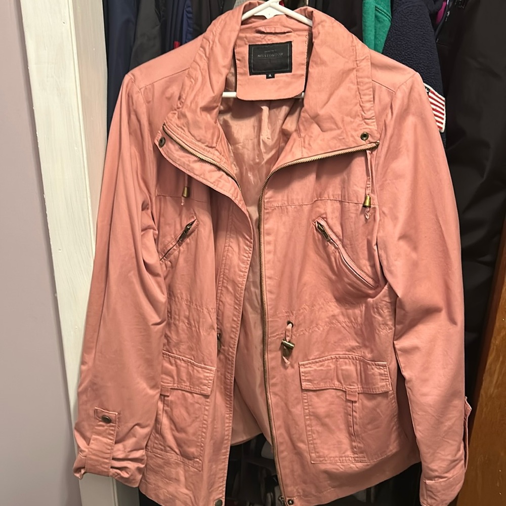 PINK (more of a salmon color) LIGHT JACKET BY MISS LONDON size XL womens